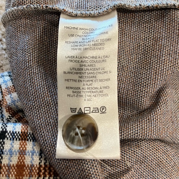 Maeve Anthropologie wide leg pleated knit brown cream plaid size 4 - Picture 13 of 14